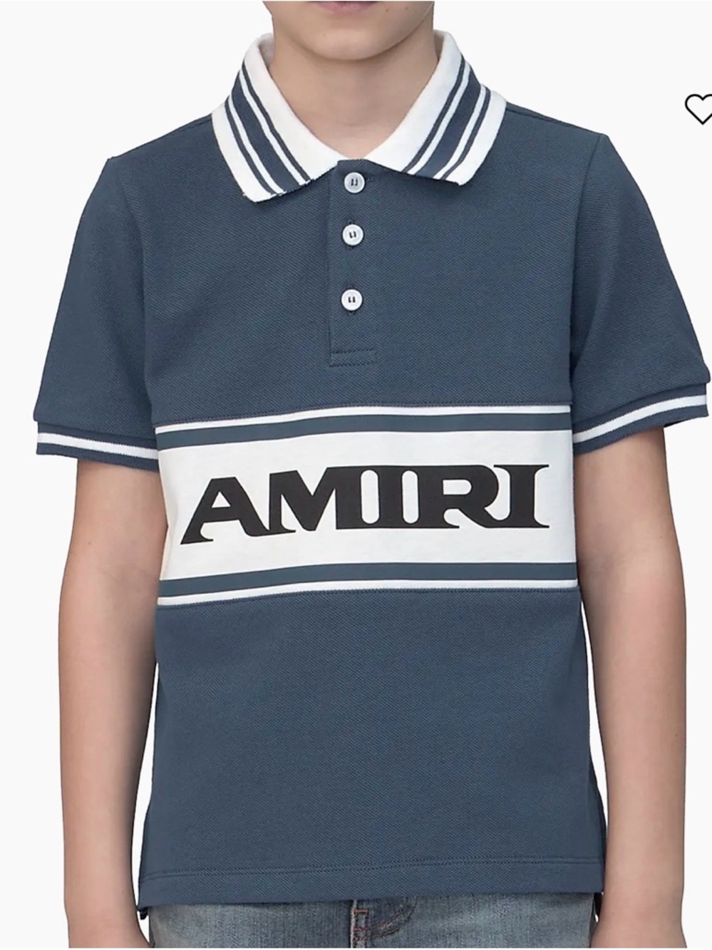AMIRI Kids' Navy Blue Logo Stripe Polo
